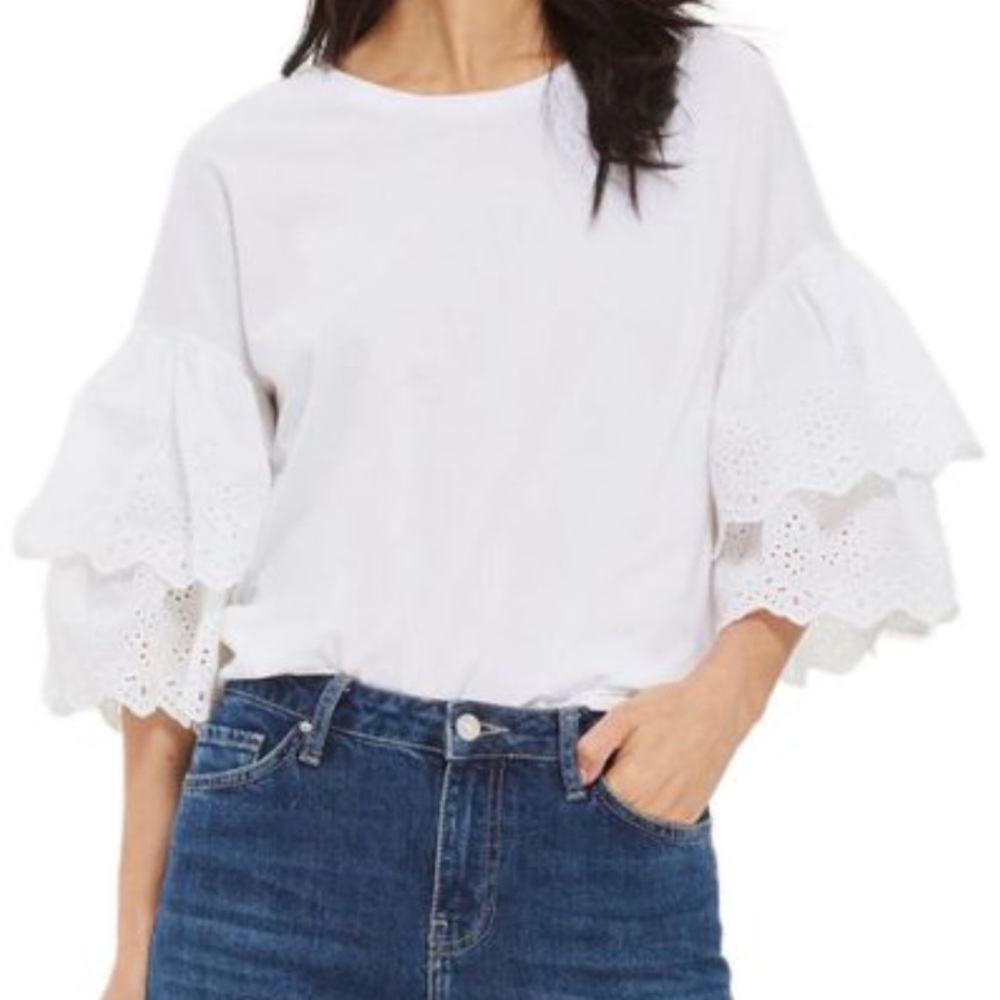 Topshop Eyelet Sleeve T-shirt